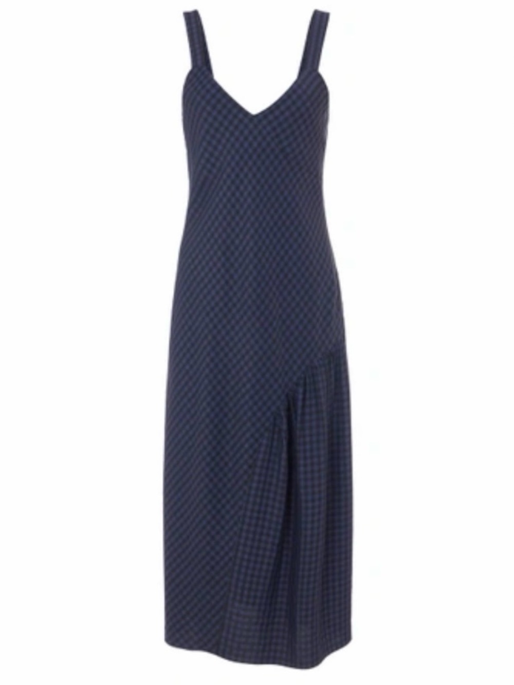 Tibi Bias Cut Gingham Slipdress with Asymmetrical Flounce.